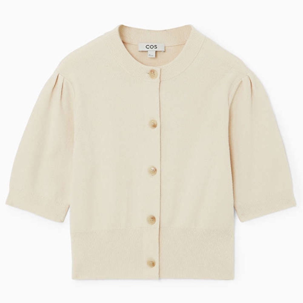 COS CROPPED SHORT-SLEEVED CARDIGAN - Cream - Small